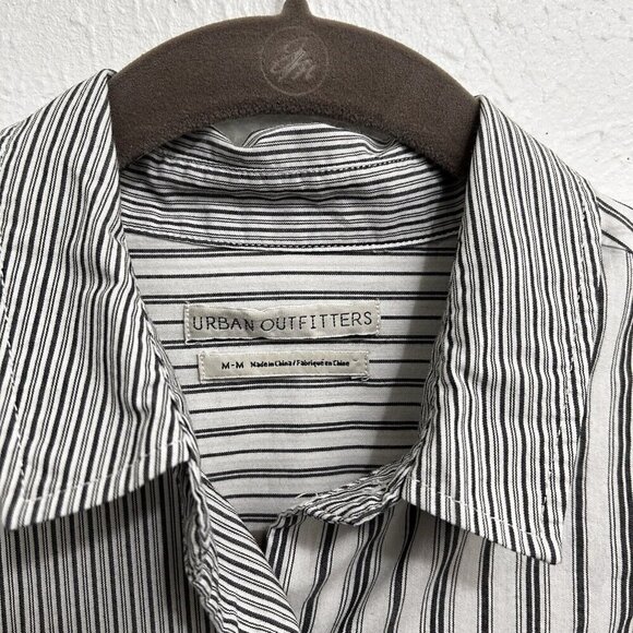 URBAN OUTFITTERS Button Up Mixed Print Striped Tunic Blouse Dress White/Black M - Picture 6 of 10